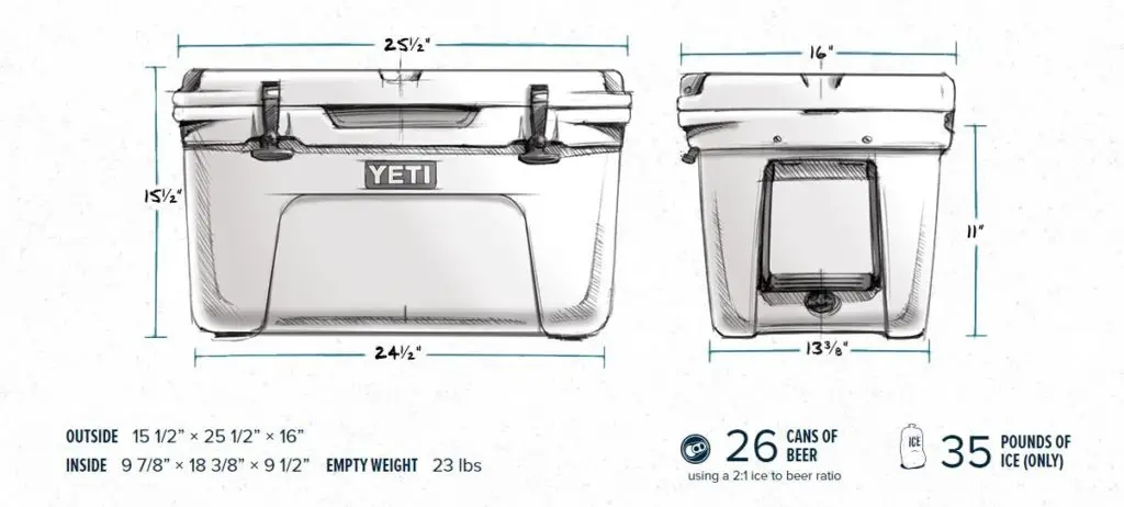 Yeti Cooler Dimensions Chart